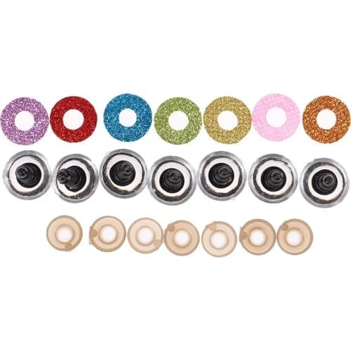 10 Sets 16MM Hot Sale Stuffed Toys Glitter Safety Eyes Nonwovens Washer Clear Doll Eyes Dolls Accessories