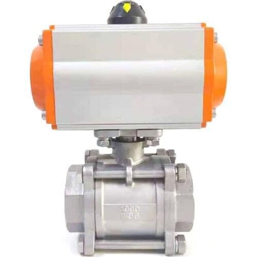 2" Three Piece High Platform Pneumatic Ball Valve Stainless Steel Pneumatic Ball Valve Q614F-16P Double Acting Cylinder