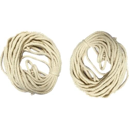 2 Pieces 10 Meters Natural Cotton Rope Braided Cord String for Wedding Crafts Clothing Gift Wrapping Supplies - 5mm Beige