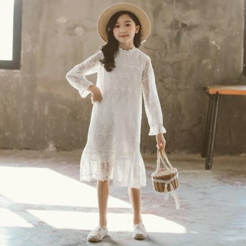 2020 Spring New Girls Lace Dress Children Cotton Dresses Baby Girl Embroidered Elegant Dress Cute Kids Princess Dresses, #8653