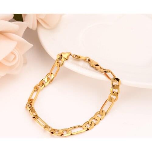 21cm Gold Link Chain Bracelets For Man Women Gold Color For Pendant Flat Donot Fade Jewelry wedding party gifts