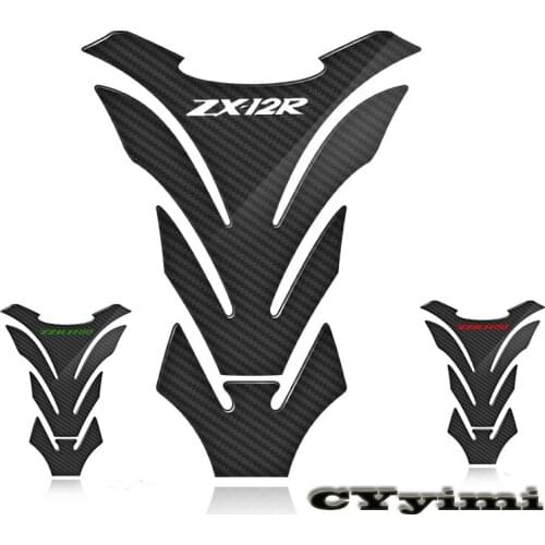 3D Carbon Fiber Motorcycle Fuel Tank Pad Cover Protector Decal Stickers For Kawasaki ZX12R ZX-12R