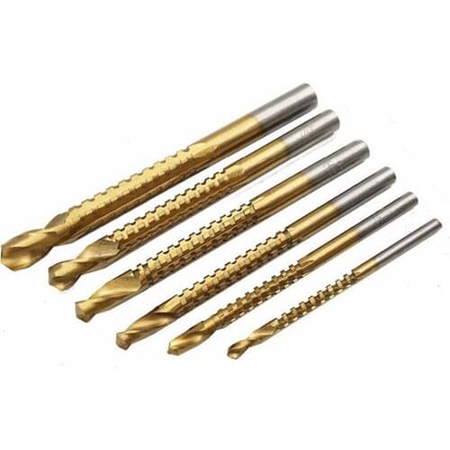 6pcs/set Drill Power Tool Drill Wood Cutter High Speed Steel Twist Sawtooth Drill 3mm/4mm/5mm/6mm/6.5mm/8mm