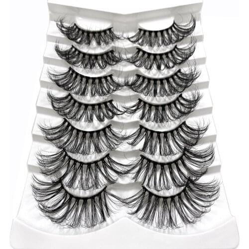 7 Pairs Mink False Eyelashes Pack in Bulk Fluffy Messy Fake Lashes Super Soft Dramatic Lash Extensions Makeup Beauty