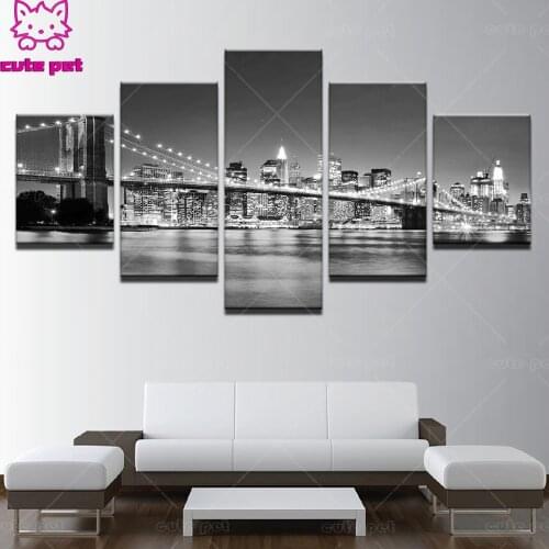 5D Diy Diamond Painting Kits Brooklyn Bridge New York Diamond Mosaic Embroidery Cross Stitch round drill 5PCS Decor rhinestone