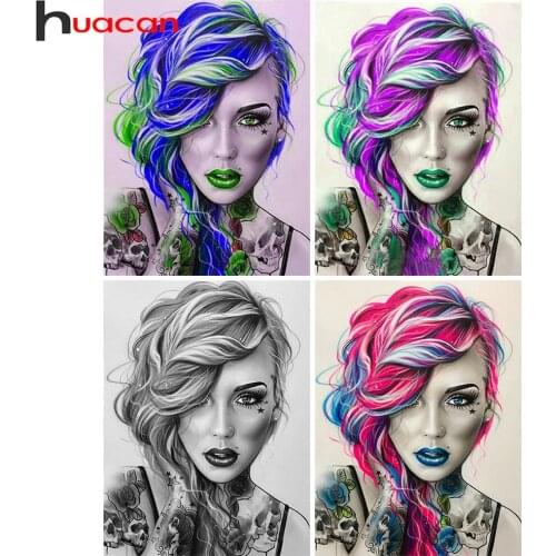 Huacan Diamond Painting Mosaic Woman Full Square/round Embroidery Cross Stitch Girl Portrait Home Decor Diamond Art