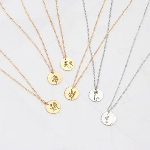 Birth Month Flower Necklace Gold Color January Snowdrop Flower For Women Gift The New Year 44cm(17 3/8") long, 1 Piece