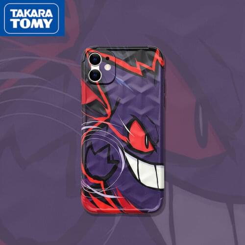 TAKARA TOMY Pokemon Anime Geng Ghost Phone Case for IPhone 6S/7/8P/X/XR/XS/XSMAX/11/12Pro/12min Phone Couple Case Cover