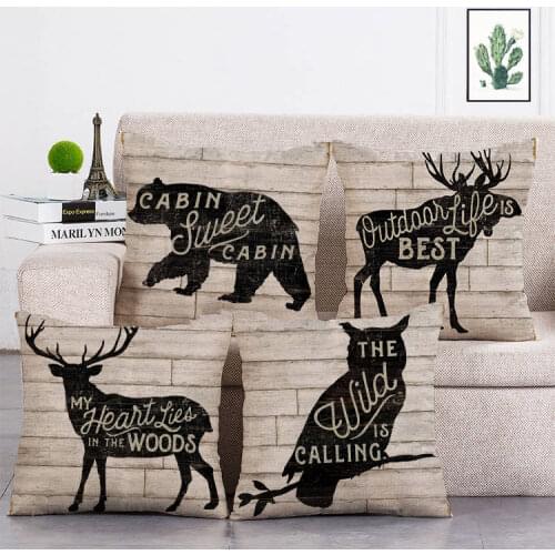 Nordic Home Decorative Cushion Covers Original Bear Deer Cushions Custom Decor 45Cmx45Cm Square Printed Pillow Case T89