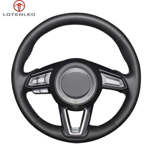LQTENLEO Black Artificial Leather Steering Wheel Cover For Mazda 3 Axela 2017-2019 Mazda 6 Atenza 2017-2019 CX-5 CX-9 2017-2019