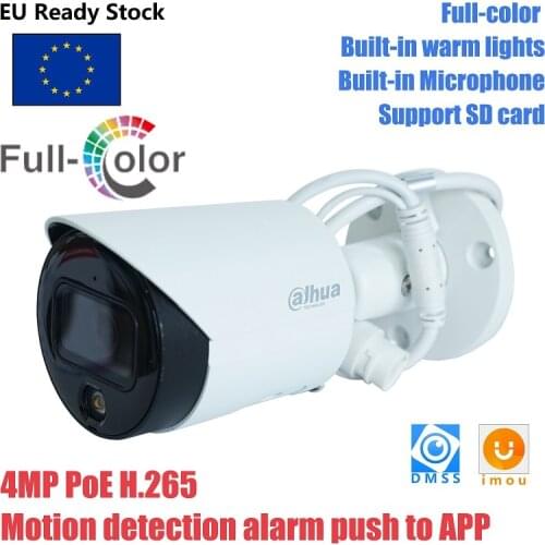 Dahua original 4MP Lite Full-color Fixed-focal Bullet Network IP Camera HFW2439S-SA-LED-S2