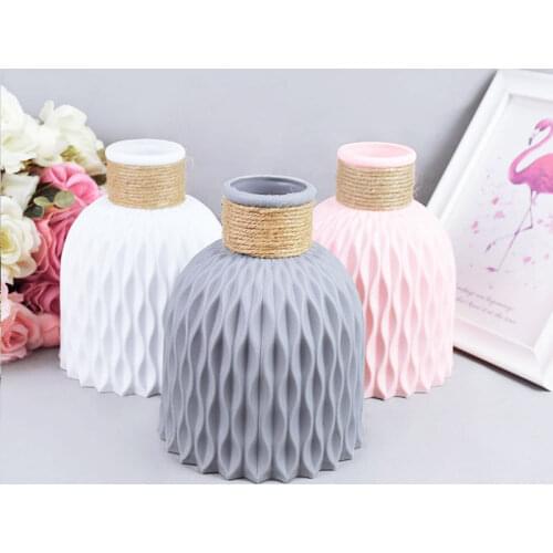 1Pcs Flower Vase Decoration Modern Plastic Vases Imitation Ceramic Flower Pot For Wedding Party Home Living Room Decoration Vase