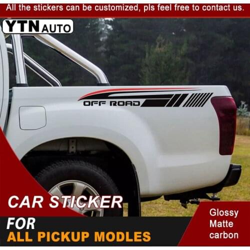 For Ranger Navara Hilux D-Max Car Decals Rear Trunk Off Road Color Change Stripe Graphic Vinyl Car Sticker For All PICKUP Modles