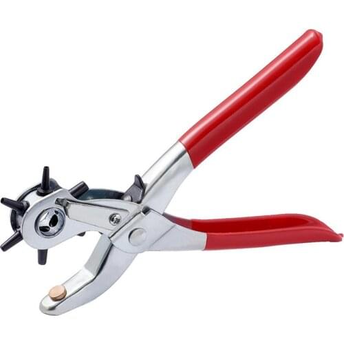 Leather Belt Hole Punch Plier Eyelet Puncher Revolve Sewing Machine 335x110x25mm Red