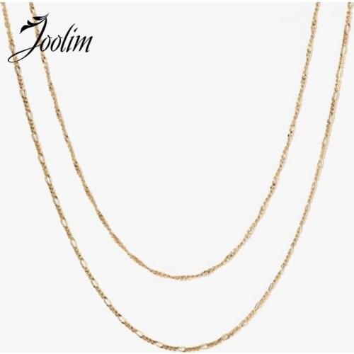 JOOLIM Jewelry Wholesale Dainty Elegant Figaro Chain Layer Necklace Stainless Steel Jewelry