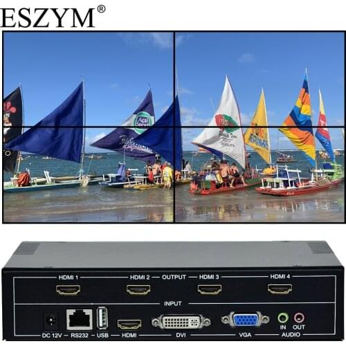ESZYM 4 Channel TV Video Wall Controller 2x2 1x3 1x2 HDMI-Compatible DVI VGA USB Video Processor