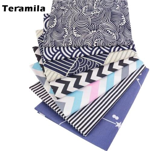 Teramila Retro Clouds Dark Blue 100% Cotton Fabric Decoration Per Meter Bedding Set for Arts Craft Sewing Patchwork Needlework