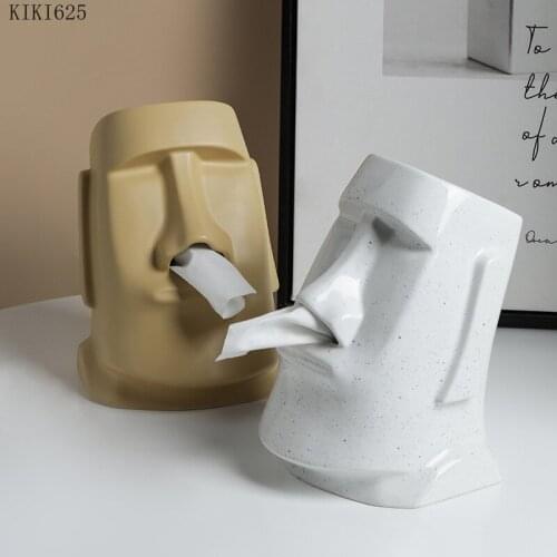 European-style Abstract Human Head Nostril Tissue Box Dining Table Coffee Table Removable Tissue Box Cute Art Character Storage