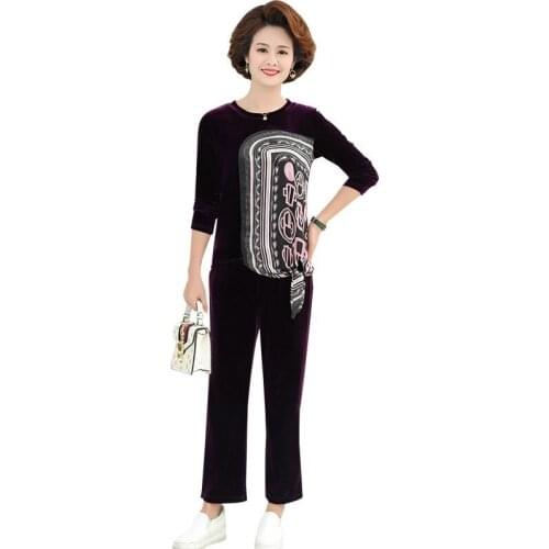 Middle-aged and Elderly Ladies Suit Fashion Spring Autumn Sportswear Set Womens Plus Size 5XL Casual Tracksuits 2 Pcs Sets