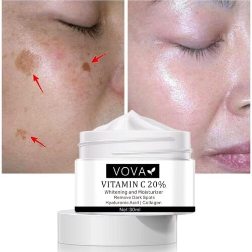 VOVA Vitamin C 20% Face Cream Whitening Remove Dark Spots Acne Scar Gel Repair Fade Freckls Melanin Remover Brighten Skin Care