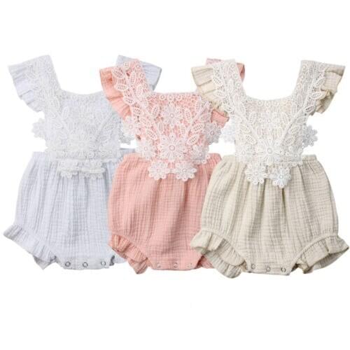 Newborn Baby Girls Lace Romper Jumpsuit Sleeveless Backless Kids Summer girl Cute Clothes 0-18M