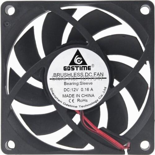 20 pieces lot Gdstime DC 12volt 2pin 7cm 7015 70x70x15mm Brushless Cooling Fan