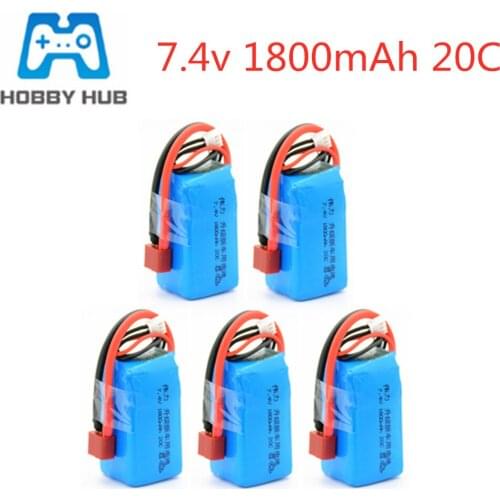 7.4V 1800mAh 20C Lipo Battery for Wltoys A959-b A969-b A979-b K929-B RC Car spare parts 2S 7.4V T plug battery 1pcs to 5pcs