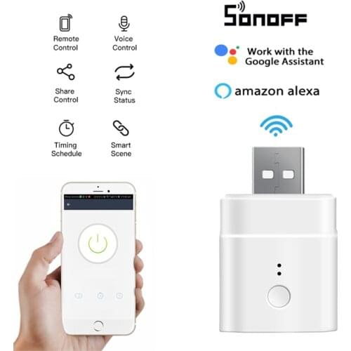 SONOFF Wifi Mini USB Adapter Micro 5V Wireless Smart Power Switch Support eWelink APP Control Alexa Google Home Automation