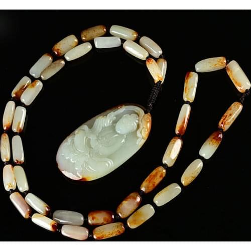 Natural Xinjiang raw hetian top brand jade pendant handcarved lucky jade necklace men necklaces pendants jade jewelry