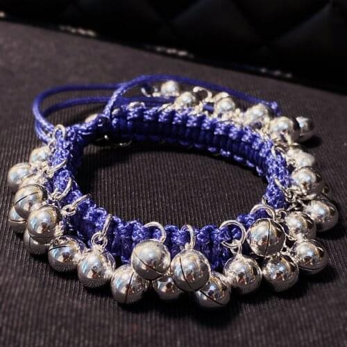 Angela original jewelry 】 925 sterling silver transshipment joker tassel bracelet string hand bell rope blue haze