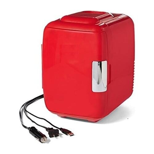 Portable Compact Personal Fridge Cools & Heats, 4 LCapacity, 100% Freon-Free & Eco Friendly AC/DC 12v-24v 110v-220v red color