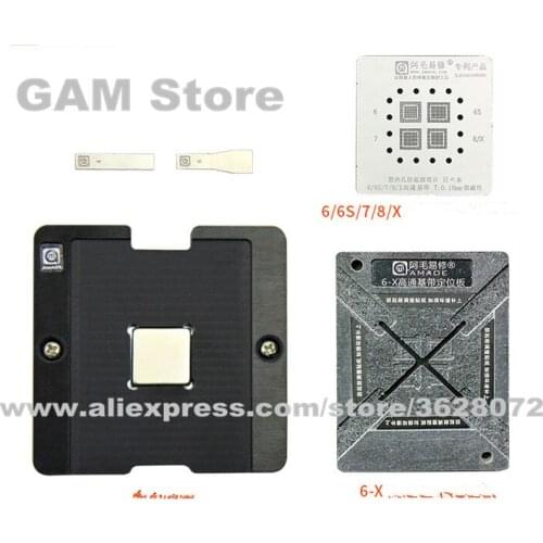 Solder Reballing Plate for iPhone 6/6P/6S/6SP/7/7P/8/8P/X Baseband CPU MDM9635M/9645M/9655M Location Base with BGA Stencil Plant