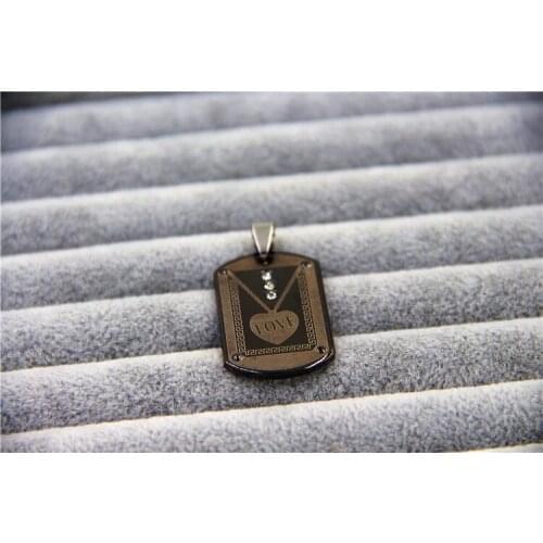 Fashion Jewelry Gun Black Charm Crystal Stainless Steel Love Dog Tag Pendant For Men And Women
