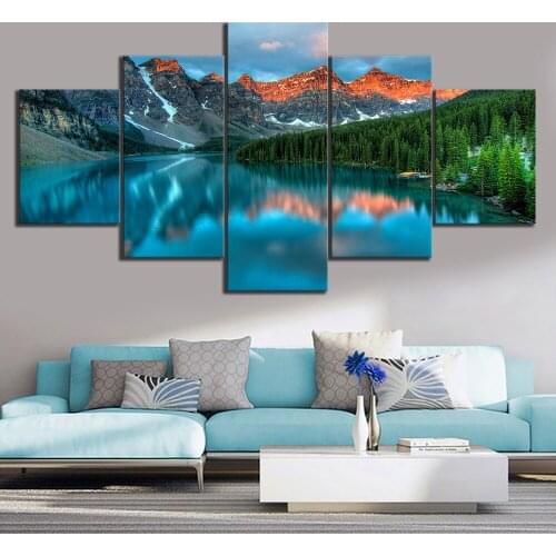 Artwork Wall Art Canvas Painting Canvas 5 Piece Print Painting Painting Modern Picture Poster Landscape Living Room Decor