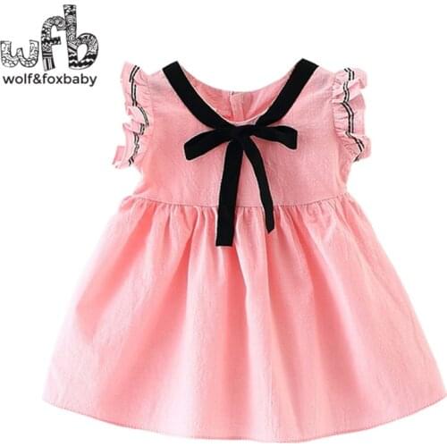 Retail 1-3 year sleeveless girl dress children summer stripe Ribbon