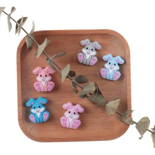 20pcs Silicone Baby Beads Silicone Beads Teething For Babies Rabbits Baby Pacifier Chain Baby Toys Cartoon Baby Goods BPA Free