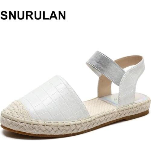 SNURULAN Womens Fisherman Baotou Sandals Summer European and American Soft Sole Straw Large Size Shoes Designer Womens Sandals