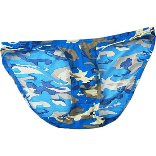 Mens Camouflage Pattern Comfortable Traceless Breathable Briefs U Convex Pouch Excitation Salient Sexy Absorbent Underclothing