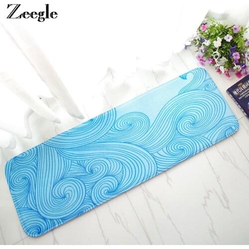 Zeegle Wave Stripe Doormat For Entrance Long Floor Mat Kitchen Non-slip Mat Home Living Room Carpet Bathroom Bath Rug
