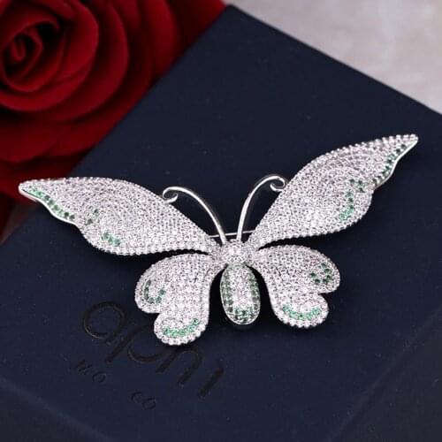 High Quality Big Butterfly Brooch For Women Party Gift Fashion Classic Insect Coat Pins With Luxury Cubic Zirconia