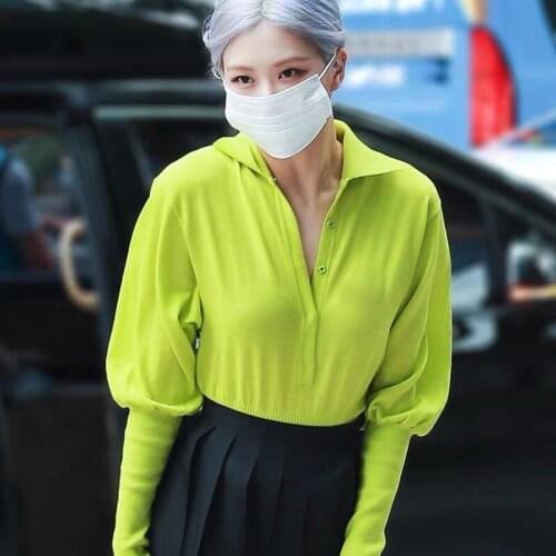 Kpop Seo Yea Ji IU Lee Ji Eun Fashion lapel Sweatshirts Women Streetwear Long Sleeved button Hoodies female Pullovers clothes