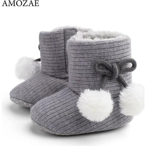 Winter Small Ball To Keep Warm Baby Snow Boots Small Cotton Boots Baby Shoes Cotton Boots Warm Velcro Soft Bottom Toddler Shoes