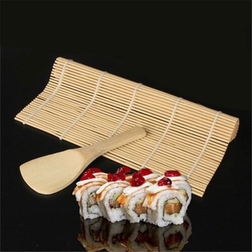 1Set Hot Sale Sushi Tools Rolling Roller Bamboo Material Mat Maker DIY Rice Paddle Cooking Tools Kitchen Accessories