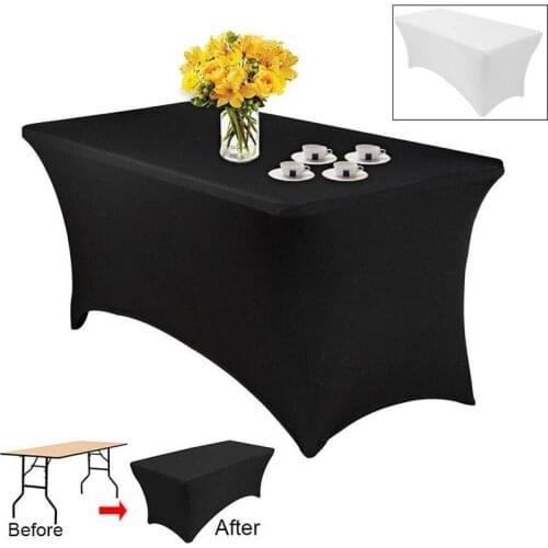 1 PCS Stretch Rectangle Tablecloth Black White Table Cover Spandex Table Cloth Wedding Party Table Cover for Hotel Home Decor