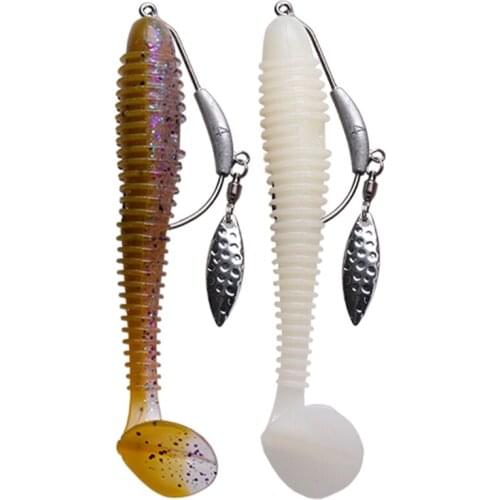 10pcs/set Fishing Lures Worm Soft Silicone T Tail Swimming Bass Bait 8.5cm 2.4g