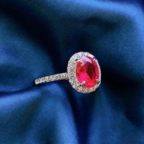 100% 925 Sterling Silver Oval Cut Ruby Gemstone Wedding Engagement Vintage Ring For Women Gift Fine Jewelry