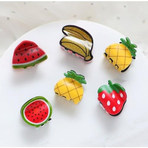 2PCS Top Gripper Mini Acrylic Hair Claws Small Colored Fruit Girls Hairpins Women Hair Clip High Quality Kids Hair Accessories