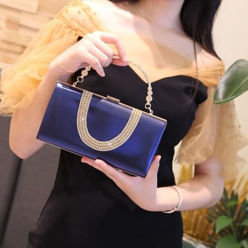 2021 Chic Clutch Evening Bags Suede Rhinestones Evening Bags Purse Shoulder Bag for Wedding Diamonds Lady Purse Mini Evening Bag