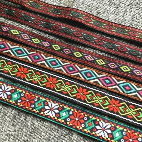 5 YARD 1 INCH 20-25MM Flower And Geometry Handmade Jacquard Ribbon Lace QDZDTFZ20080702