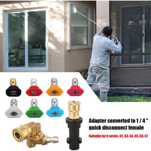 Car Pressure Washer Gun Adapter + 5-Angle Pivoting Coupler + 7 Nozzles Tips for Karcher K2 K3 K4 K5 K6 K7 Auto Clean Accessories
